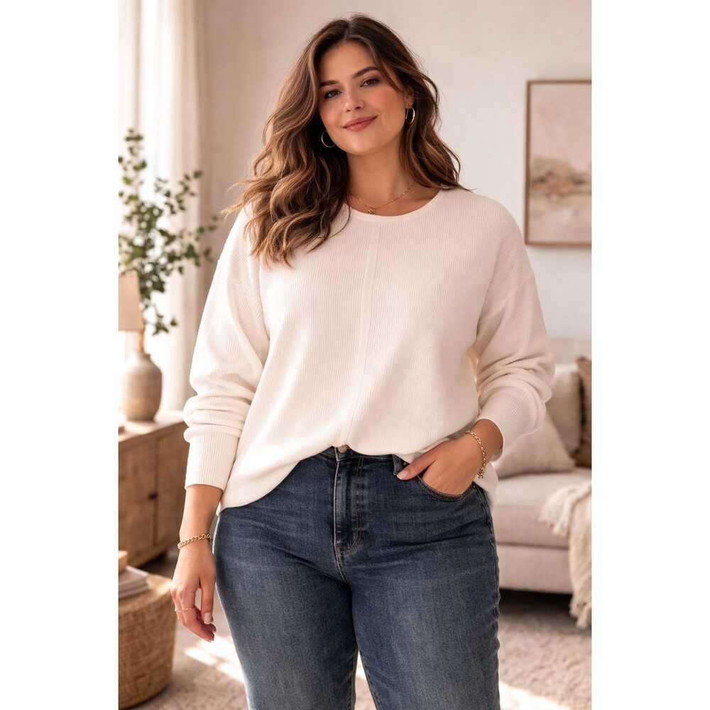 shirt 2XL Women Chinawear Casual Ivory Long Sleeve Thermal Style